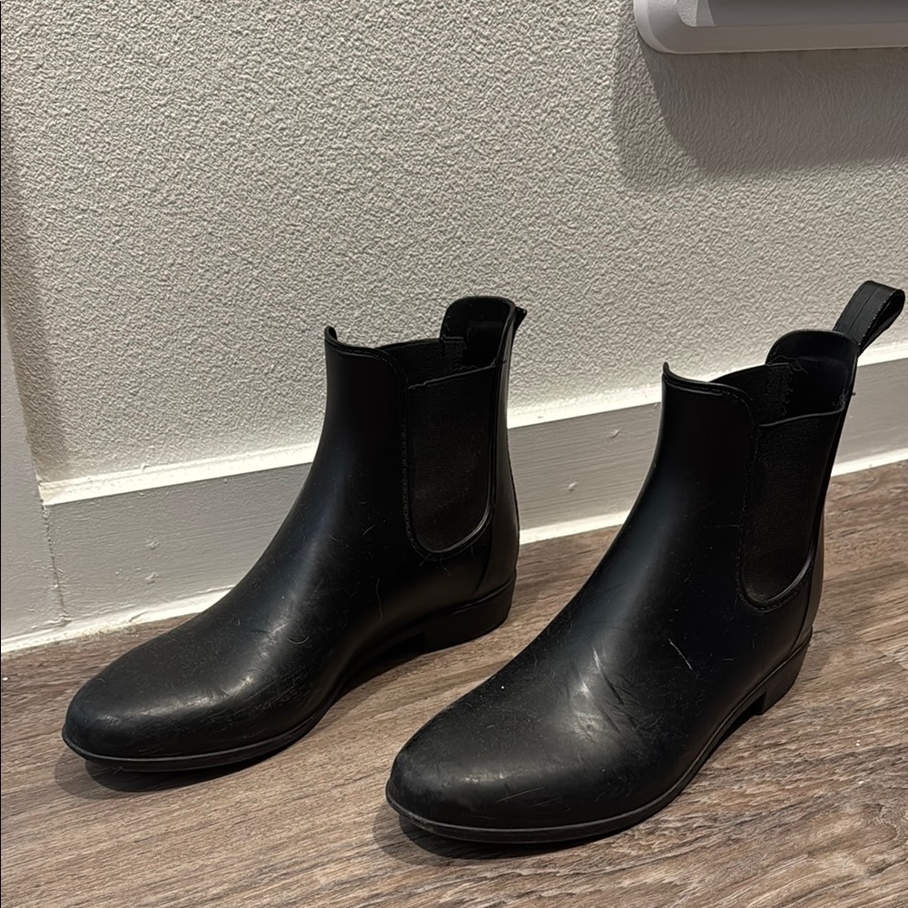 J. Crew Black Chelsea Ankle Rain Boots
